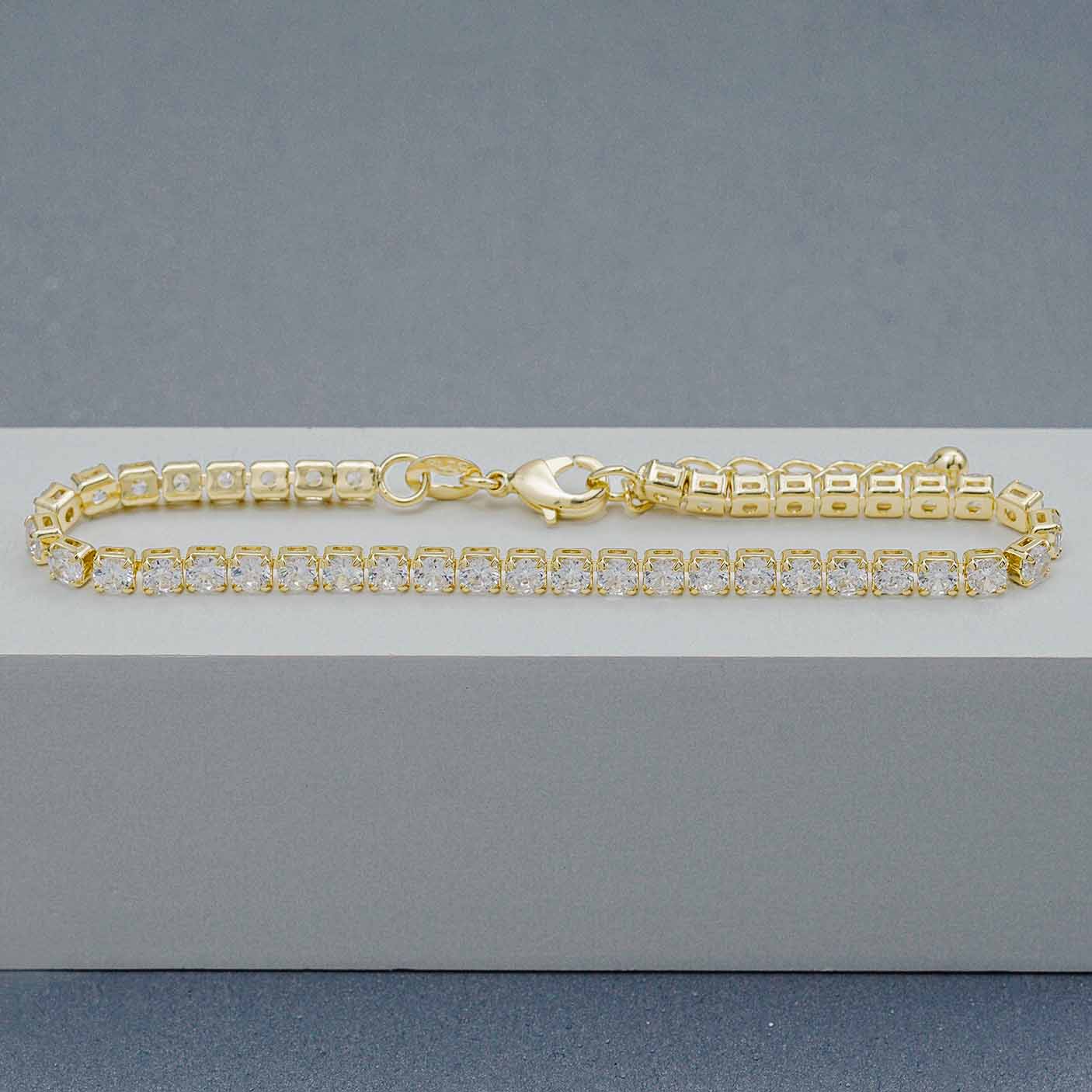 Pulsera Circonias Cristal Unisex 16 Cms + Extensor