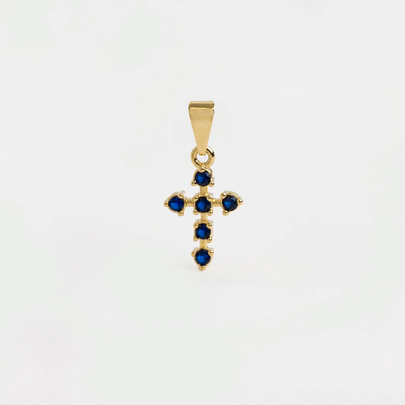 Dije Cruz 6 Circonias Azul