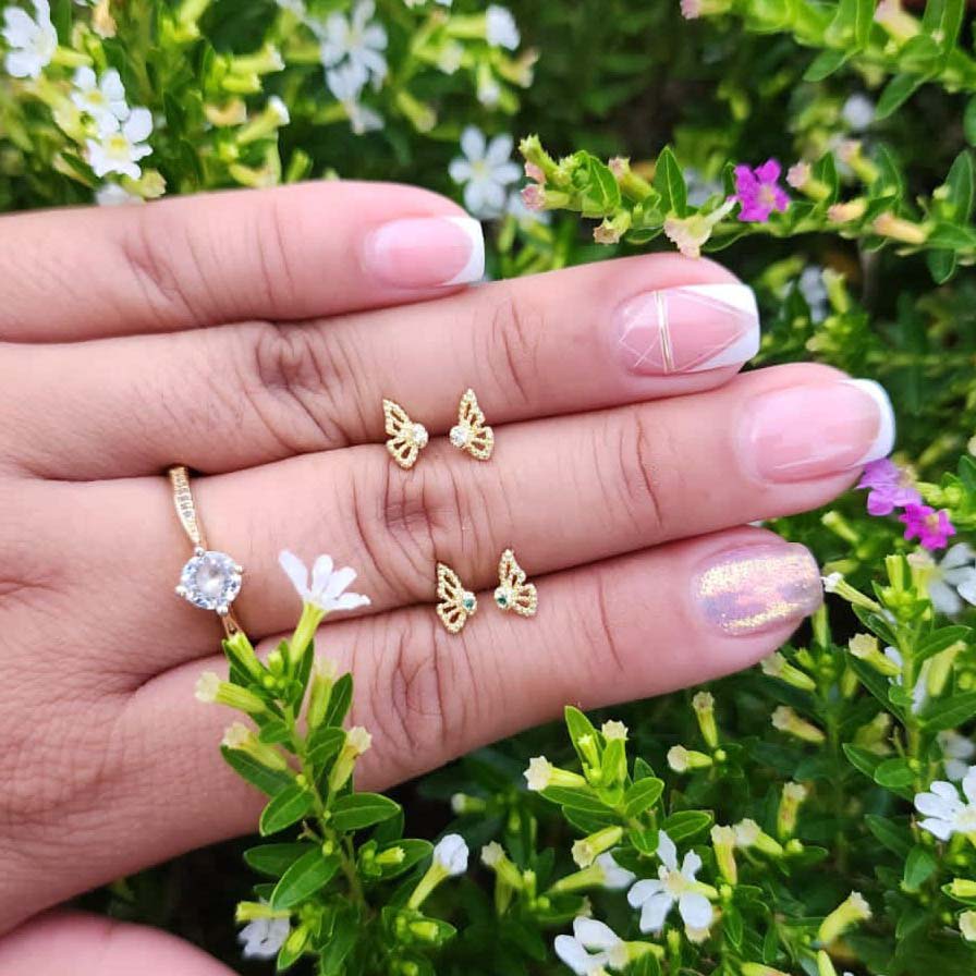 Arete Mariposa Monarca Cristal 0.8 mm