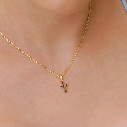 Dije Cruz 6 Circonias Azul