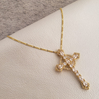 Dije Cruz Circonias 4.3 Cms CRISTAL