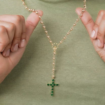 Cadena Crucero con Circonias 1.8 Cms Verde