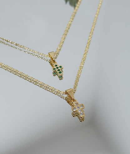 Dije  Mini Cruz Con Circonias Cristal