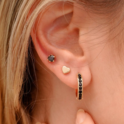 Arete Topo Circonia Corazón NEGRO