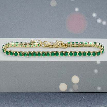 Tobillera Circonias Verde Unisex 22 Cms + Extensor