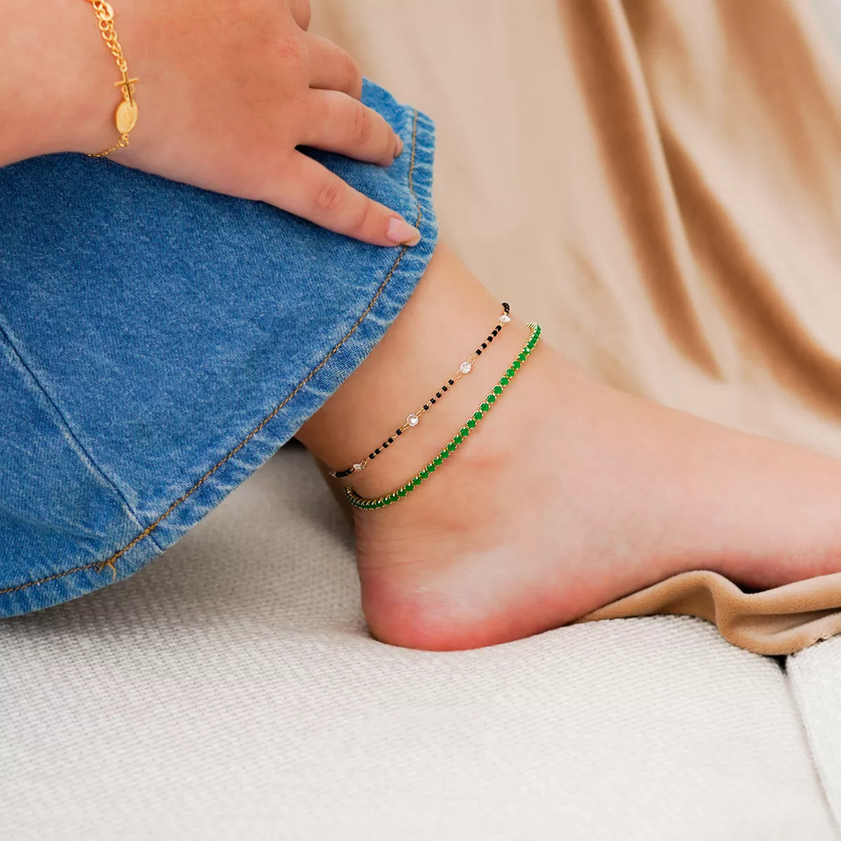 Tobillera Circonia bicolor  24.5cm