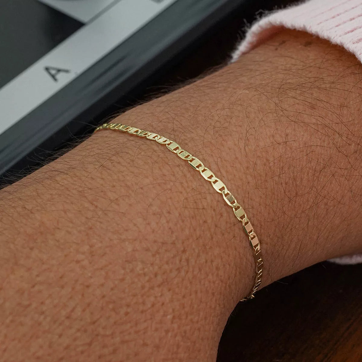 Pulsera Escalera Delg. Plana Lisa 16 Cms + Extensor