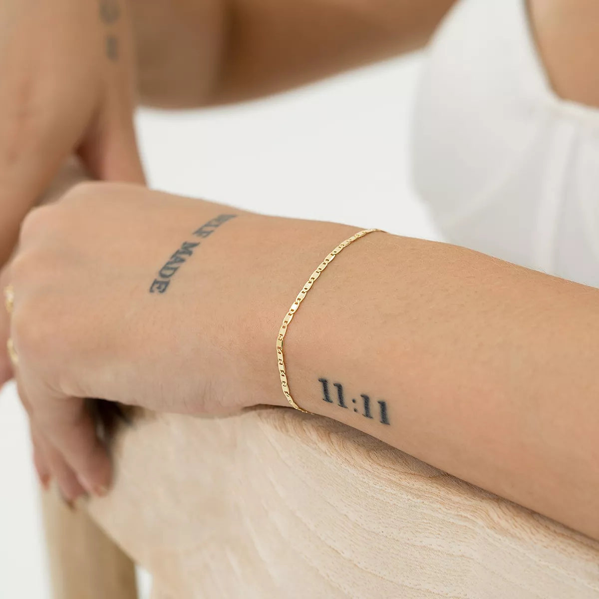 Pulsera Escalera Delg. Plana Lisa 16 Cms + Extensor