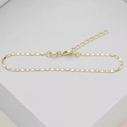 Pulsera Escalera Delg. Plana Lisa 16 Cms + Extensor