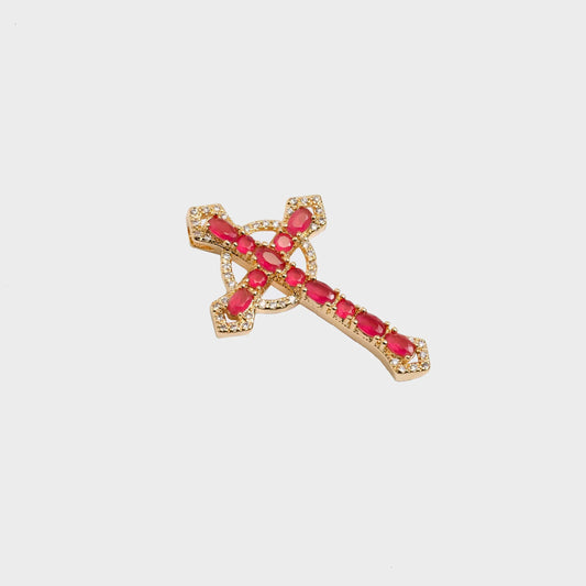 Dije Cruz Circonias 4.3 Cms FUCSIA