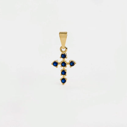 Dije Cruz 6 Circonias Azul