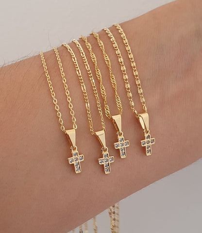 Dije  Mini Cruz Con Circonias Cristal