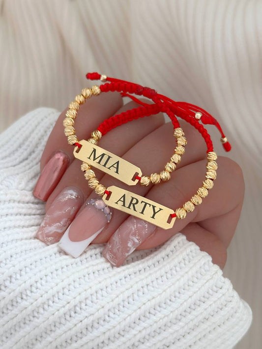 Exclusiva manilla en balín italiano diamantado 4mm con placa personalizada